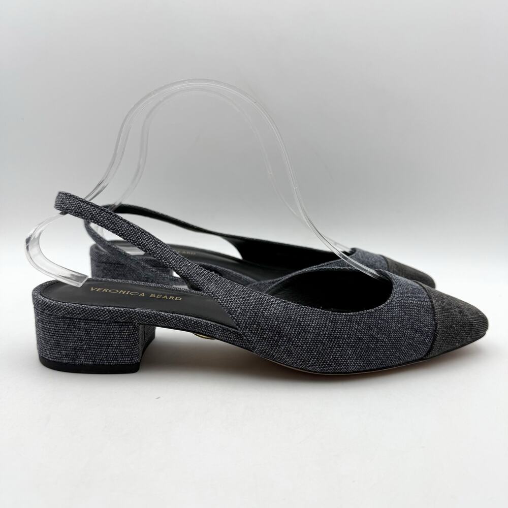 Veronica Beard Womens Cecile Denim Cap Toe Slingback Heel US 8 M Blue Black NWOB - Picture 3 of 13